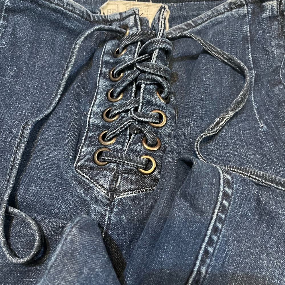 Free People high rise laceup skinny jeans
